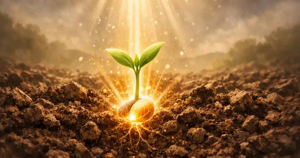 Seedling emerging from the soil