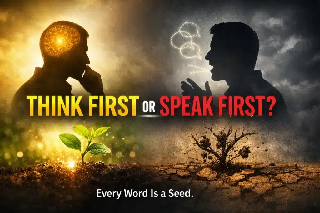 Christian message about thinking before speaking and sowing spiritual seeds based on Romans 8:6 and Ephesians 4:29