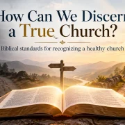 Open Bible and church illustrating biblical standards for discerning a true church